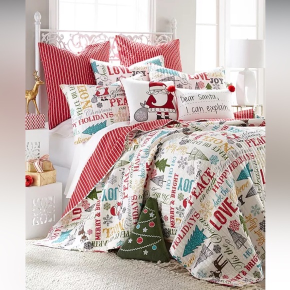 NWT Holiday Christmas “Belle” King Cotton Quilt Set - Picture 2 of 5